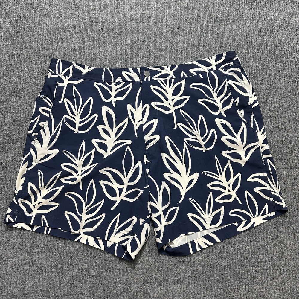 Onia The Calder Mens Swim Trunks Shorts Size XXL 2XL Blue Tropical Palm Leaf